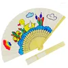 Party Decoration Style Bamboo Paper Pocket Fan Folding Hand Held Fans Wedding Favor Event DIY Supplies 16 Color Choose