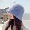 Berety jesień i zimowe japońskie ciepłe futrzane wiadra czapki moda stała kolor kopuły panama basen hat sombreros de mujer