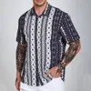 Hawaiian Stripe Fashion Men Shirt Casual Retro Floral Polo Short Sleeve Social Beach Outsize 3D Print Street Wear Summer 240304