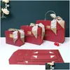 Cadeauverpakking Luxe Mode Vintage Rode Handheld Doos Lege Bruidsmeisje Creatieve Vouwdozen Voor Diy Kerstpakket Drop Delivery Thuis Dhzx2