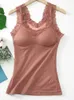 Camisoles & Tanks Women Winter Padded Bra Tank Top Lace Wide Strap Solid Cami Vest Female Camisole With Built In Soft Breathable Warm