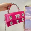 Totes luksusowy jedwabny lśniące srebrne diamentowe boks w torbie moda dziobowy Pearl Mały kwadratowy sprzęgło Crossbody