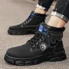 Boots Cyytl Mens Boots Hiver Casual Leather Chaussures de cheville High Top Plateforme en plein air Luxury Work Safety Sneakers Chelsea Cowboy Tactical