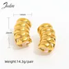 Boucles d'oreilles créoles Joolim bijoux haute qualité PVD vente en gros mode creux gros fileté en forme de ver boucle d'oreille en acier inoxydable pour les femmes