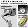 Stabilisatorer AOCHUAN SMART X/X Pro 3-Axis Foldbar Handheld Universal Joint Stabilizer Smartphone Action Camera Fill Light Wireless Charging Q240319