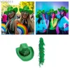 Wide Brim Hats Bucket StPatrick Day Celebration Green Hat Festival Themed Party Velvets Fedora Shamrock Top Scarf Irish Accessories 240319