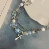 Charm Bracelets 2024 한국 교차 하트 스타 여성 가벼운 고급 조화 보석