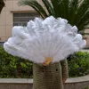 Decorative Figurines Wholesale White Ostrich Feather 13 Bone Big Hand Held Folding Fan 90-120CM For Lady Carnival Wedding Party Dance Craft