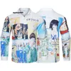 Casablanca Tshirt New Melancholy Artist 유화는 고품질 일본식 일본 스타일의 긴 슬리브 셔츠로 작동합니다.