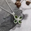 Silver Sterling Four Leaf Clover Necklace Inset Natural Garnet Topaz Diopside Gem High Grade Pendant Wholesale