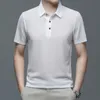 Summer Polo Shirt Mens Korean Style Hollow Short-Sleeved Polo Shirt Ice Silk Business T-shirt MANA Märke Kläder 4xl 240312