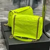 Niki bebek zinciri çanta kırışmış deri kadın lüks omuz çantası vintage crossbody y şekilli tasarım bayanlar metal siyah clamshell messenger zincir çantalar klasik tote