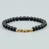 Strand minimalista pedra natural contas pulseira irregular cobre 6mm lava preto tibetano budista pulseira pulsera jóias hombre para presentes