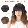 Synthetic Wigs 14 Short Wavy Wig with Bangs for Women Shoulder Length Women Bob Wig Heat Resistant Synthetic Wigs for Daily Party Use 240329