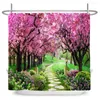 Rideaux de douche fleurs rurales paysage rideau onirique arbre en fleurs maison baignoire décor imperméable Polyester salle de bain