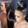 Synthetic Wigs Straight 13x4 13x6 Glueless Lace Front Human Hair Wigs Brazilian Bone Straight Lace Frontal Wigs With Baby Hair PrePlucked Wig 240328 240327