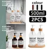 Flytande tvåldispenser 500 ml Travel Bottling Tom lotionflaska med bambubumpump Label Shampoo Duschgel Body Wash Badrumsflaskor