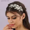 Tiaras Braut Hochzeit Haarschmuck Damen Schmuck Accessoires Mode Perlen Kopfbedeckung Handgewebte Kristall Kopfbedeckung Haarband Y240319