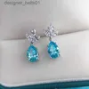 Stud Solid 14K White Gold AU585 Platinum PT950 Blue diamond drop models earrings fashion trend earringsC24319