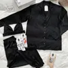 Sexy preto casamento robe conjunto cetim sleepwear casual lingerie íntima camisola macia homewear casa roupas vestido pijamas 240401