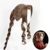 Syntetyczne peruki koronkowe peruki Final Fantasy Vii cosplay ff7 aerith gainsborough peruki cosplay odporne na ciepło syntetyczne włosy Brown Cosplay + darmowa peruka 240328 240327