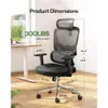 Marsail bureaustoel: ergonomische gamingstoel met lendensteun, ademende mesh verstelbare armleuning hoofdsteun, zwart