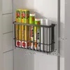 Portaoggetti da cucina Supporto magnetico Frigorifero Forno Utensili da cucina Borsa per conservazione Cremagliera Congelatore Barattolo di condimento per spezie Scaffale per gadget Nero.