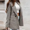 Mulheres ternos blazers feminino xadrez duplo breasted manga longa solto blazer entalhado elegante escritório senhoras topos casual streetwear outono fas