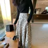 Rokken Koreaanse Chic Vintage Hoge Taille Print Grote Schommel Vrouwen Mujer Faldas Losse Elegante Temperament Kleding Mode