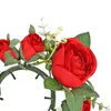 装飾的な花の柱ろうそくリング人工花輪ローズガーランドキャンドルホルダー感謝祭テーブルフェスティバルハロウィーンリビングルーム