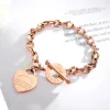 style Heart-shaped Bracelet Proverbs Pendant for Women Gift Metal Brand Designbracelets Fashion Female Gold Jewelry Gifts