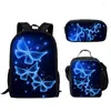 Mochila Harajuku Padrão de Borboleta Impressão 3D 3 Pçs/set Estudante Sacos Escolares Laptop Daypack Lunch Bag Lápis Caso