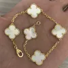 Classic designer Bracelet Bangle White Red Blue Agate Shell Gold Silver Charm Bracelets 18K Gold Plated Four Leaf Clover Women Luxury Jewelry