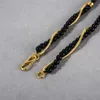 ハイグレードの金属銅メッキ18Kリアルゴールドファッショナブルハイストリートカラーブロックブラックアガートラップスネークボーンチェーンユニークな性格ネックレス