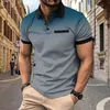 Мужской топ 2024, новинка, летняя мужская рубашка-поло в горошек с градиентным принтом и короткими рукавами, мужская спортивная рубашка-поло