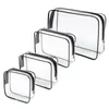 Borsoni 4 pezzi / set Custodia per trucco da viaggio d'affari Chiusura con cerniera per viaggio Borsa da toilette di grande capacità PVC trasparente Cosmetic Gag Bagno