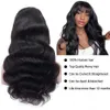 Syntetiska peruker Syntetiska peruker 12A Body Wave Wig With Bang Human Hair Wigs For Women Humain Full Machine Peruvian Body Wave Wigs Glueless Wig Ready to Wear 240327