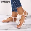 Sandales wtempo Plus taille cliproe sandales fleurs de mode d'été pour femmes sandales confortables chaussures plates en gros dropshipping