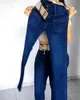 Jeans da donna colombiani BuLift a vita alta con cintura interna appiattisce la pancia controllando le gambe Navy Lift