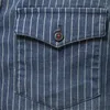 Camicie casual da uomo 2024 Jeans da uomo in cotone elasticizzato a righe a maniche lunghe di alta qualità per uomo cowboy sottile