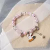 Charme Armbänder Mode Koreanische Rosa Blau Kristall Perlen Armband Für Frauen Mädchen Süße Blume Tier Elastische Schmuck Geschenke