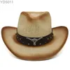 Cappelli a tesa larga Secchiello Uomo Donna Str Western Cowboy Cappellino da sole Party Travel Outdoor Caps Classico retrò Sombrero Taglia UK L US 7 1/4 240319