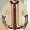 Herrpolos herr stickad polo skjorta lyx mogen smal kontrasterande färg casual vänd krage topp 2024 vår och sommarstil