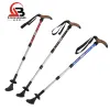 Sticks free shipping 4 section 7075 Aerospace aluminum alloy curved handle cane outdoor camping highend Mountain Climbing Stick