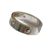 Винт картер кольца ногтя V-Gold Love Классическая нить широко узкое кольцо женское женское густое покрытие розовое золото.