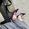 Scarpe eleganti Viola Designer Tacco alto Tacco sottile Décolleté a punta in pelle scamosciata Donna Elegante ufficio basso