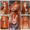 Perucas gengibre cor onda de água 3 pacotes com fechamento fechamento de renda transparente com pacotes queimado laranja applegirl remy cabelo humano