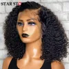 Synthetic Wigs Kinky Curly Short Bob Wig Human Hair 13x4 Lace Frontal Wigs HD Lace Front Wigs Water Wave Curly 180 Density Lace Closure Wigs 240329