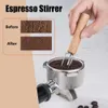 Distributor Accessories Kit, Wood Filter Tamping Station with Coffee Brush Tamper Stirrer Distributor, Multipurpose Espresso Tools for Bar Home Office, 58