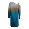 Casual Dresses Female Beach Party Dress Summer Outfits 2024 Plus Size Art Printing Color Block Off Axla Long Sleeve Loose Loose